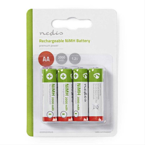 Επαναφορτιζόμενες μπαταρίες ΑΑ Νi-MH 2000 mAh 1.2V Ready to use, σε blister 4 μπαταριών.