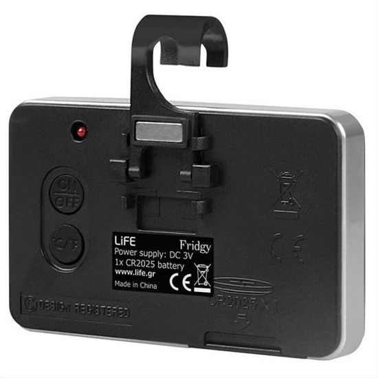 LIFE Fridgy Ψηφιακό θερμόμετρο εσωτερικού χώρου, μικρού μεγέθους, σε μαύρο /ασημί περίγγρ. LIFE Fridgy Ψηφιακό θερμόμετρο εσωτερικού χώρου, μικρού μεγέθους, σε μαύρο /ασημί περίγγρ.
