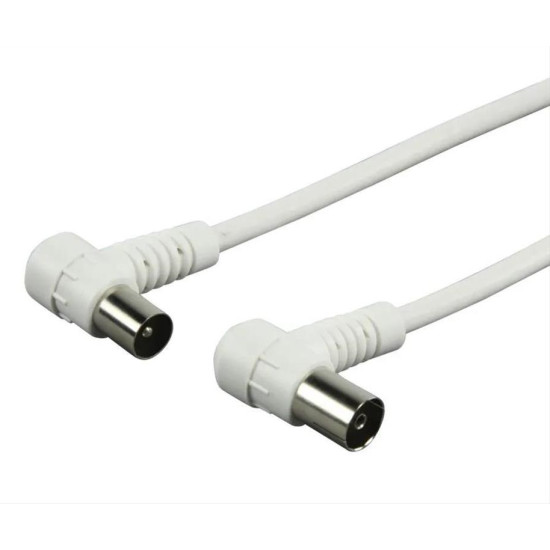 Powertech καλώδιο κεραίας για τηλεόραση pal - ΓΩΝΙΑ (90 o) Male - ΓΩΝΙΑ (90 o) Female - WHITE - 1.5m