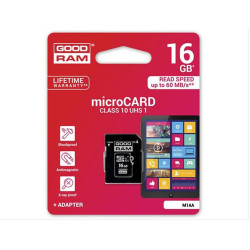 GOODRAM microSD 16GB CL10 UHS I + adapter M1AA-0160R11