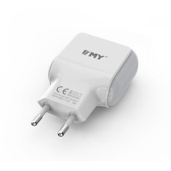 Φορτιστη PSU ΕΜΥ MY-220, 5V 2.4A, Universal, 2xUSB + Micro USB καλώδιο, λευκό - 14444