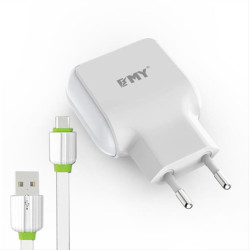 Φορτιστη PSU ΕΜΥ MY-220, 5V 2.4A, Universal, 2xUSB + Micro USB καλώδιο, λευκό - 14444