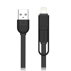 Remax Flat USB to Lightning,micro USB Cable Μαυρο 1m (RC-033T)