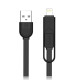 Remax Flat USB to Lightning,micro USB Cable Μαυρο 1m (RC-033T)