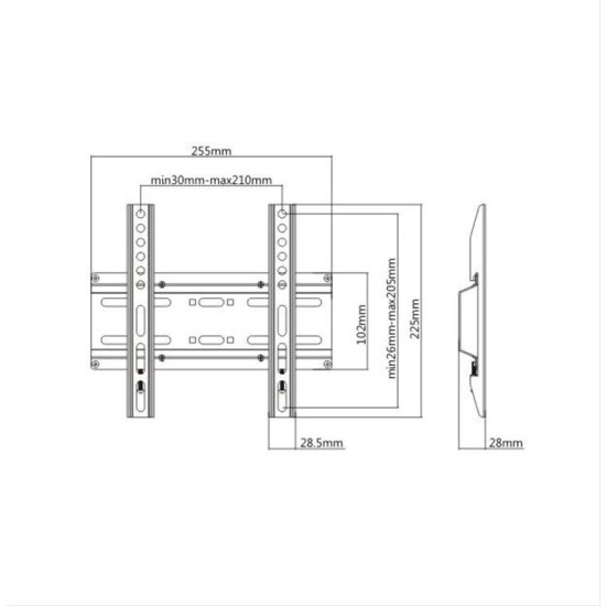 BRATECK Επιτοίχια Βάση για Monitor 23" - 42", 35kg KL25-22F
