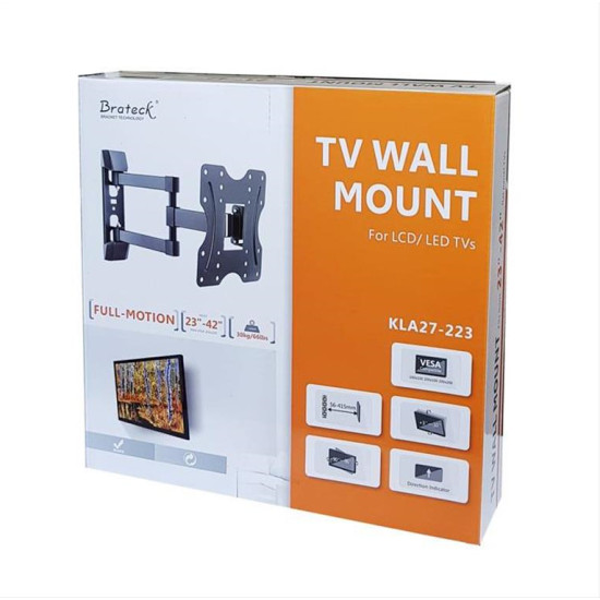 BRATECK Επιτοίχια Βάση Διπλού Βραχίονα για Monitor 23" - 42", 30kg KLA27-223