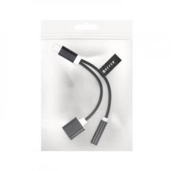 2in1 lightning+audio adapter black bulk