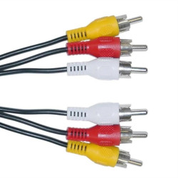 Powertech Καλώδιο 3 x RCA Male / 3 x RCA Male (red, white, yellow) - 1.5m (CAB-R004)