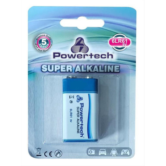 POWERTECH SUPER Αλκαλική μπαταρία 6LR61 (9V) - 1PACK