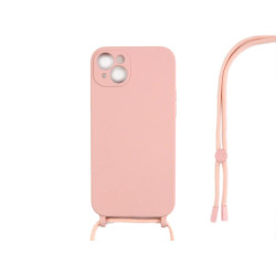 RIXUS FOR IPHONE 14 PLUS, 15 PLUS TPU NECKLACE CORD COVER PINK