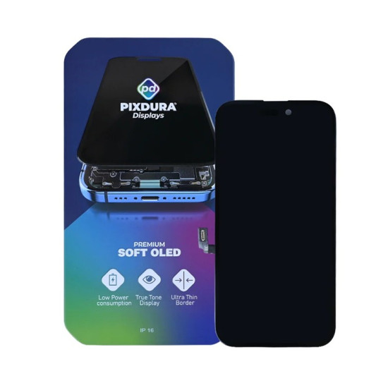 PIXDURA For Apple iPhone 16 Display And Digitizer Soft-OLED Premium (IC Removable) (60Hz)