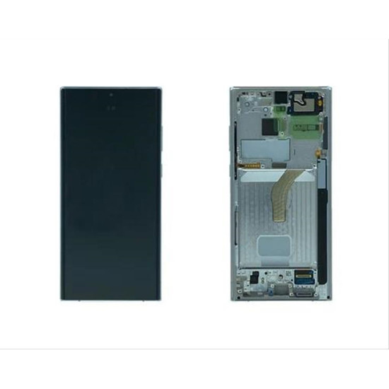 SAMSUNG GALAXY S22 ULTRA S908B DISPLAY AND DIGITIZER WITH FRAME PHANTOM WHITE SERVICE PACK