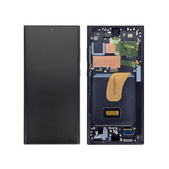 SAMSUNG GALAXY S23 ULTRA S918B DISPLAY AND DIGITIZER WITH FRAME PHANTOM BLACK SERVICE PACK