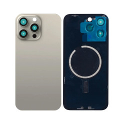 For Apple iPhone 15 Pro Max Back Glass Without NFC, Enlarged Camera Frame Natural Titanium Compatible For Apple iPhone 15 Pro Max Back Glass Without NFC, Enlarged Camera Frame Natural Titanium Compatible