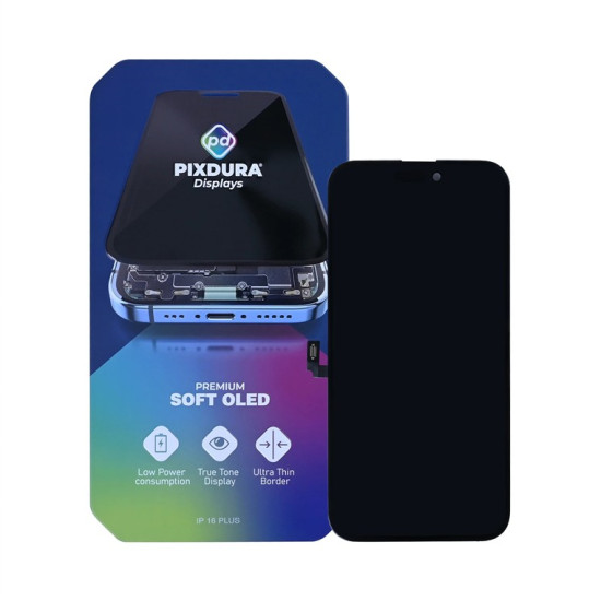 PIXDURA For Apple iPhone 16 Plus Display And Digitizer Soft-OLED Premium (IC Removable) (60Hz)
