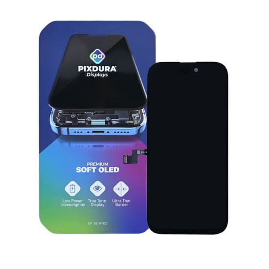 PIXDURA For Apple iPhone 16 Pro Display And Digitizer Soft-OLED Premium (IC Removable) (120Hz)