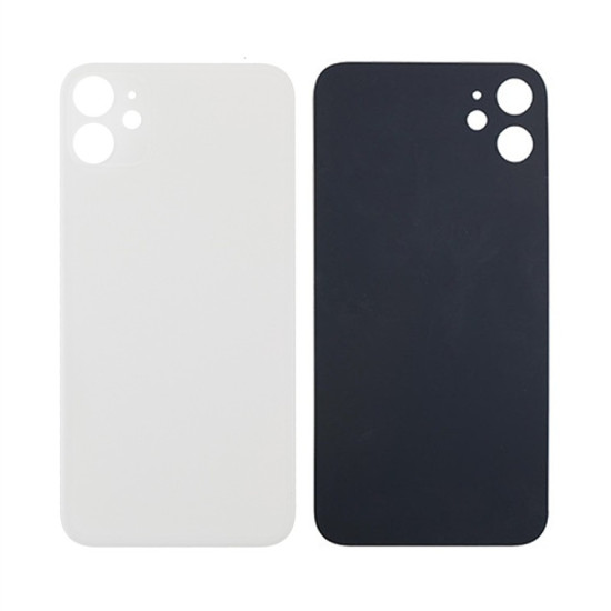 For Apple iPhone 11 Back Glass, Enlarged Camera Frame White Compatible