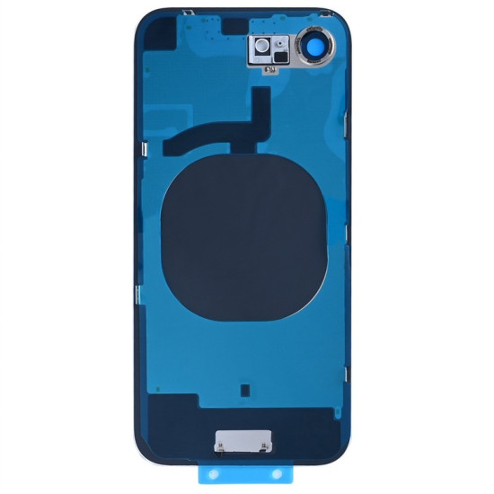 For Apple iPhone 16e Back Glass Without NFC, Enlarged Camera Frame White Compatible