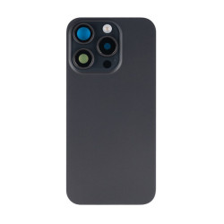 For Apple iPhone 15 Pro Back Glass With NFC, Enlarged Camera Frame Black Titanium Compatible