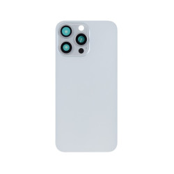 For Apple iPhone 15 Pro Max Back Glass Without NFC, Enlarged Camera Frame White Titanium Compatible