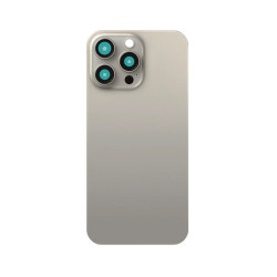 For Apple iPhone 15 Pro Max Back Glass Without NFC,Camera Frame Natural Titanium Compatible