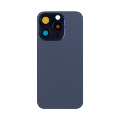 For Apple iPhone 15 Pro Max Back Glass Without NFC, Enlarged Camera Frame Blue Titanium Compatible
