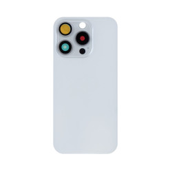 For Apple iPhone 15 Pro Back Glass Without NFC, Enlarged Camera Frame White Titanium Compatible