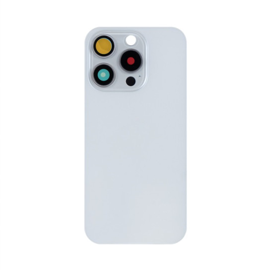 For Apple iPhone 15 Pro Back Glass Without NFC, Enlarged Camera Frame White Titanium Compatible
