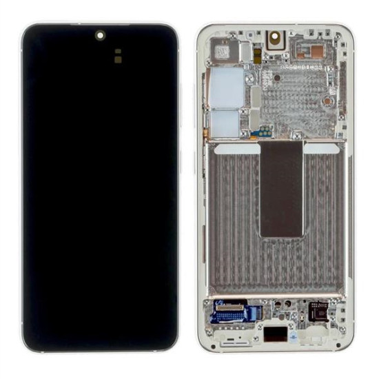 SAMSUNG GALAXY S23 S911B DISPLAY AND DIGITIZER WITH FRAME CREAM SERVICE PACK