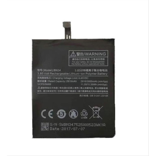 Maxlife battery for Xiaomi Redmi 5A BN34 3000mAh OEM0300503 Maxlife battery for Xiaomi Redmi 5A BN34 3000mAh OEM0300503