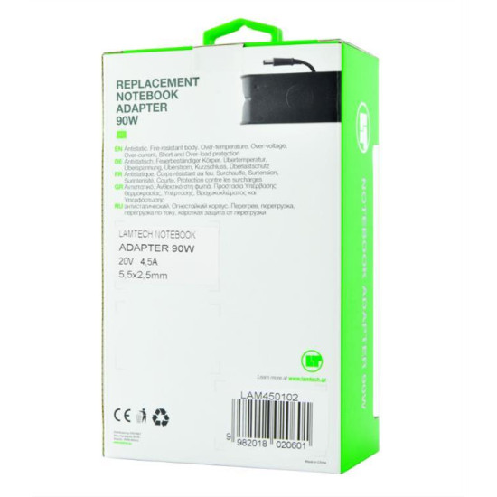 LAMTECH NOTEBOOK ADAPTER 90W FUJITSU 20V4,5A 5,5x2,5mm