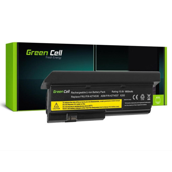 Green Cell Battery for Lenovo ThinkPad X200 X201 X200s X201i / 11,1V 6600mAh LE22 Green Cell Battery for Lenovo ThinkPad X200 X201 X200s X201i / 11,1V 6600mAh LE22