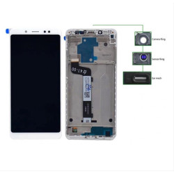LCD για Xiaomi Note 5 Pro, Camera-Sensor ring, ear mesh, με frame, λευκή LCD για Xiaomi Note 5 Pro, Camera-Sensor ring, ear mesh, με frame, λευκή