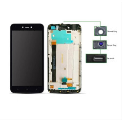 LCD για Xiaomi Note 5A, Camera-Sensor ring, ear mesh, frame, Black LCD για Xiaomi Note 5A, Camera-Sensor ring, ear mesh, frame, Black