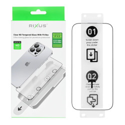 Rixus Clear HD Tempered Glass With Fit Box For Apple iPhone 17 Pro Max, 18 Pro Max