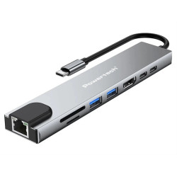 POWERTECH docking station PT-1536,8 θυρών,USB-C,100Mbps