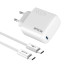 Rixus RXHC45C Fast Charger USB-C Cable 1.8m 45W White
