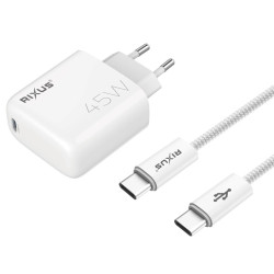 Rixus RXHC45C Fast Charger USB-C Cable 1.8m 45W White Rixus RXHC45C Fast Charger USB-C Cable 1.8m 45W White