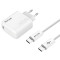 Rixus RXHC45C Fast Charger USB-C Cable 1.8m 45W White